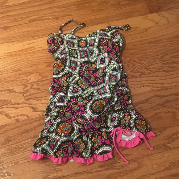 Miami Women’s Skirted MultiColor Printed One Piece Swimsuit w Adjustable Strap 8 - Picture 1 of 9